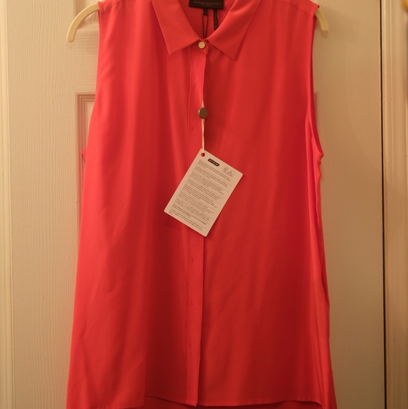 NWT Donna Karan Washed-silk shirt (L) - Picture 3 of 4